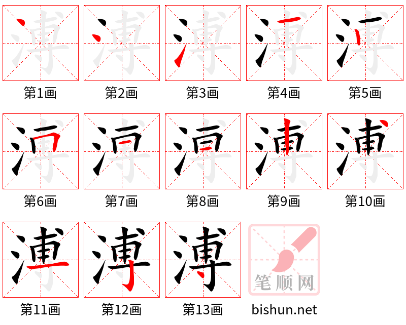 溥 笔顺规范