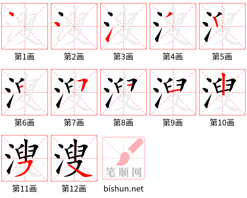 溲 笔顺规范