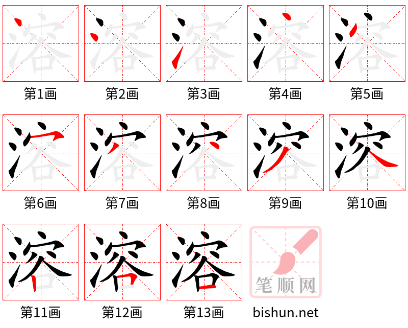 溶 笔顺规范