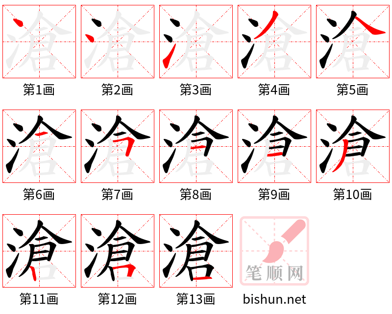 滄 笔顺规范