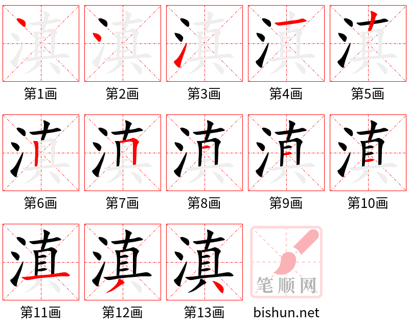 滇 笔顺规范