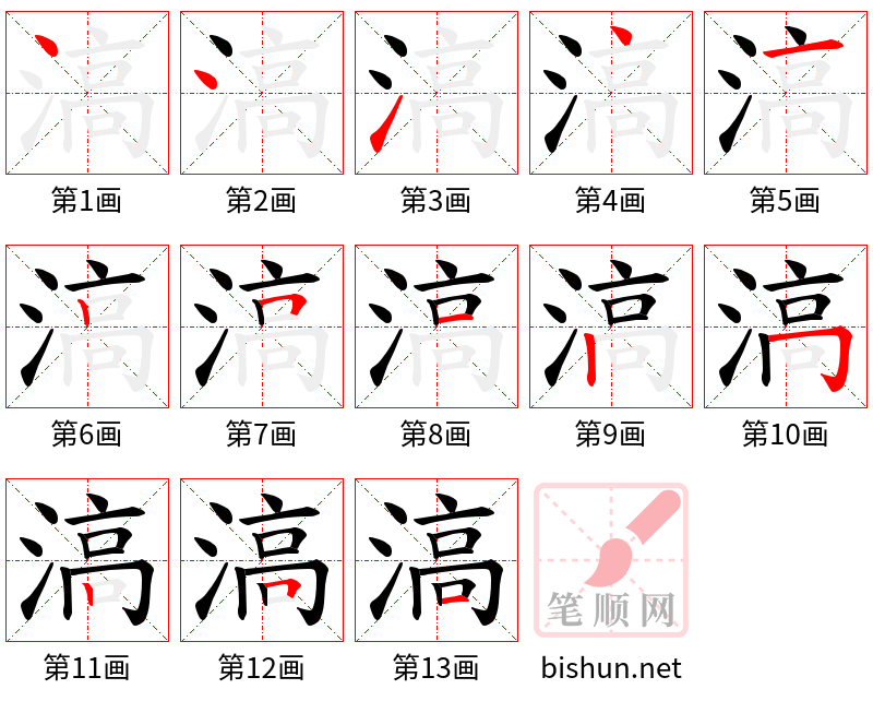 滈 笔顺规范