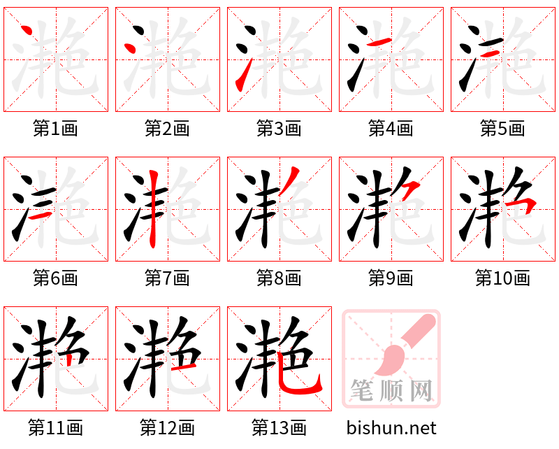 滟 笔顺规范