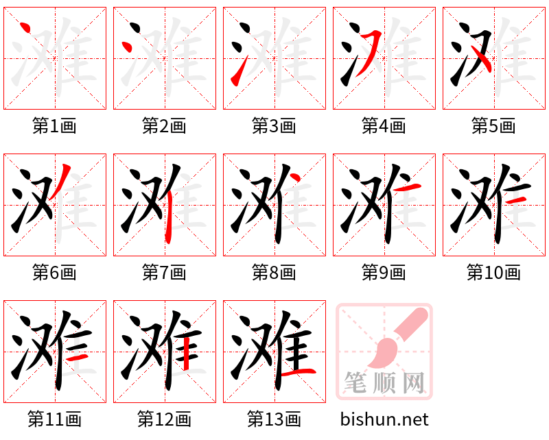 滩 笔顺规范