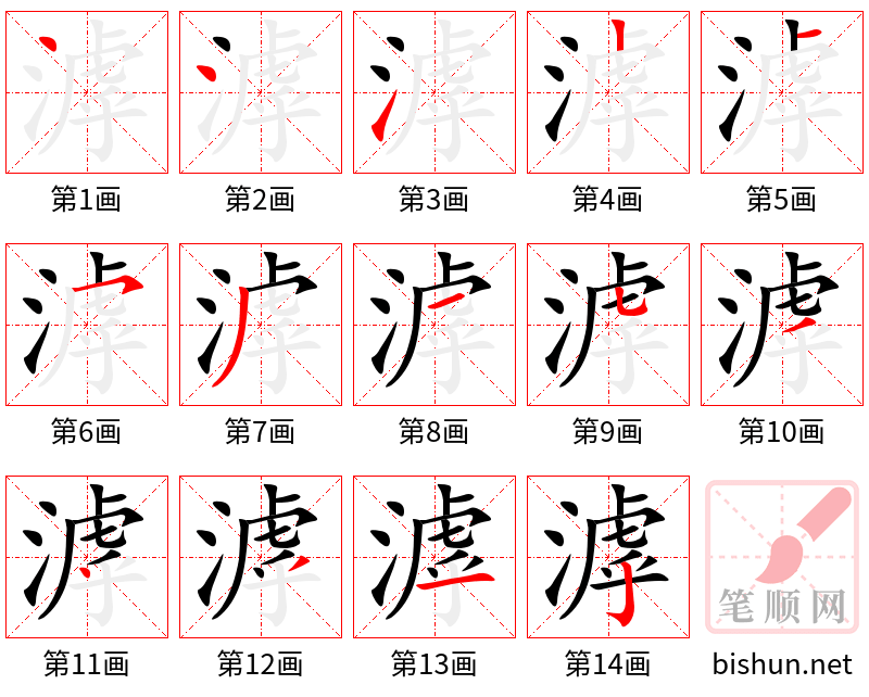 滹 笔顺规范