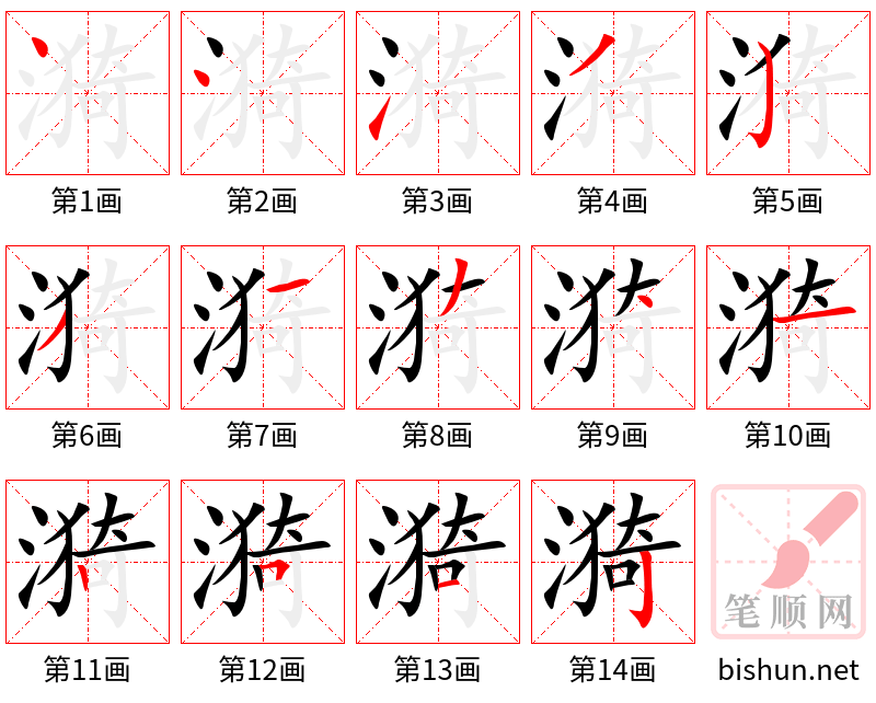 漪 笔顺规范