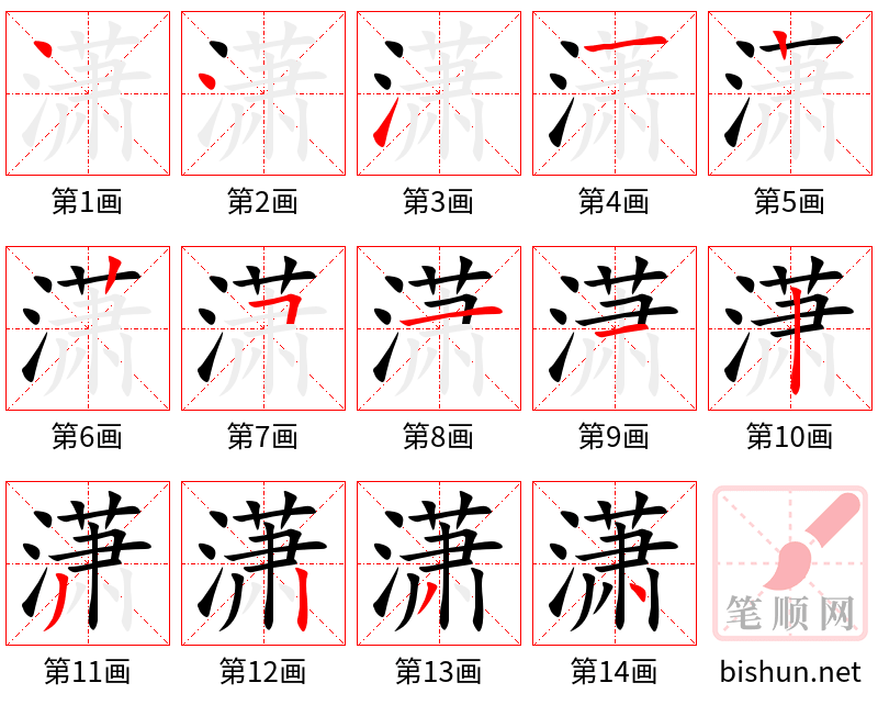 潇 笔顺规范