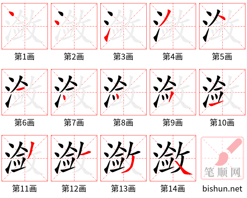 潋 笔顺规范