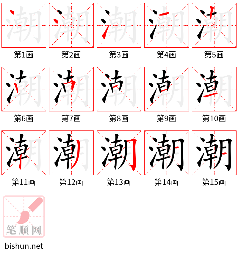 潮 笔顺规范