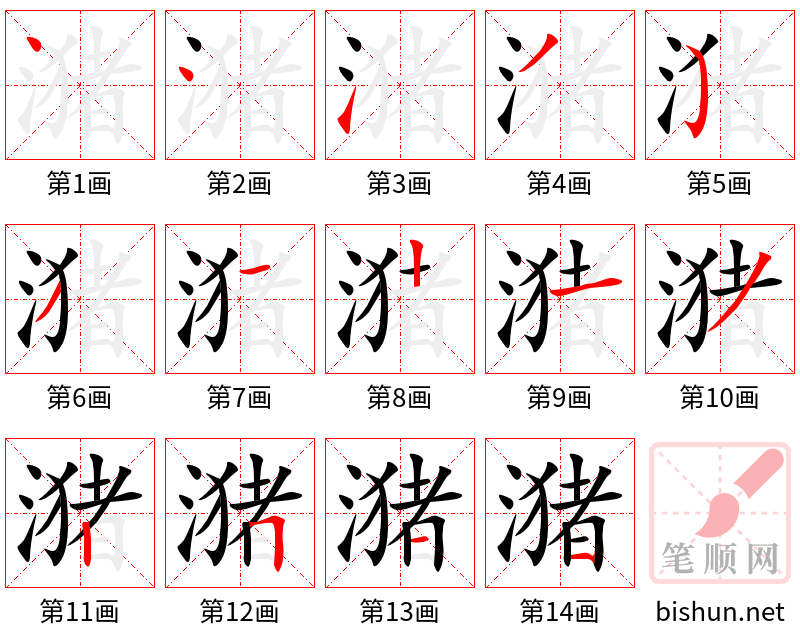 潴 笔顺规范