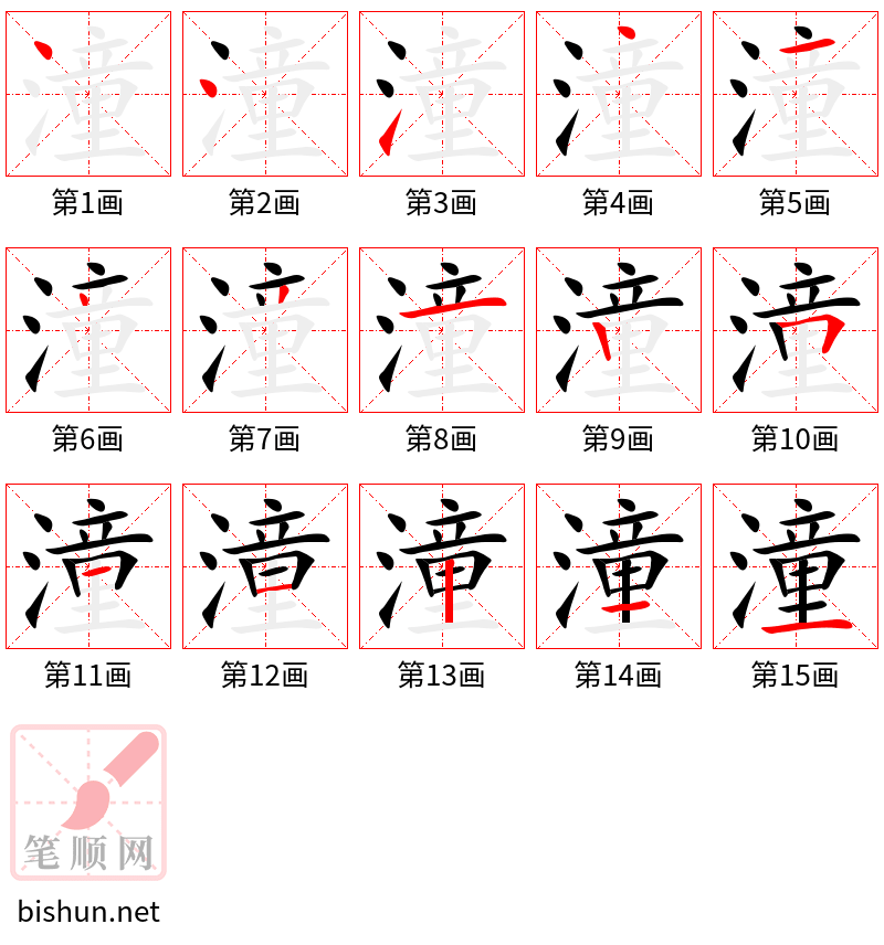 潼 笔顺规范