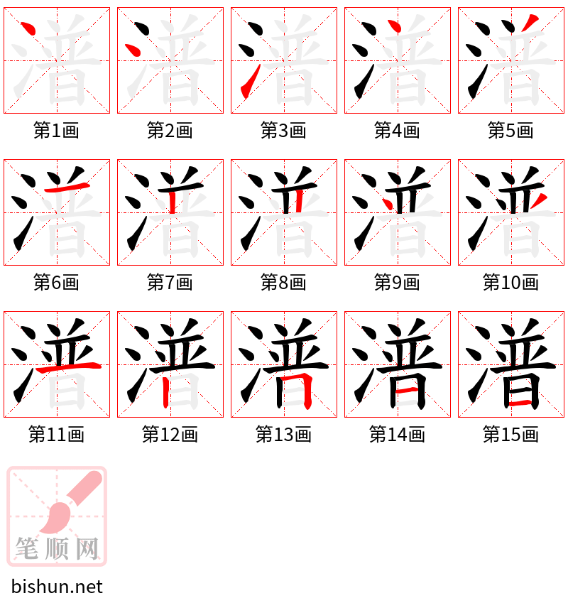 潽 笔顺规范