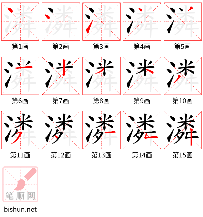 潾 笔顺规范