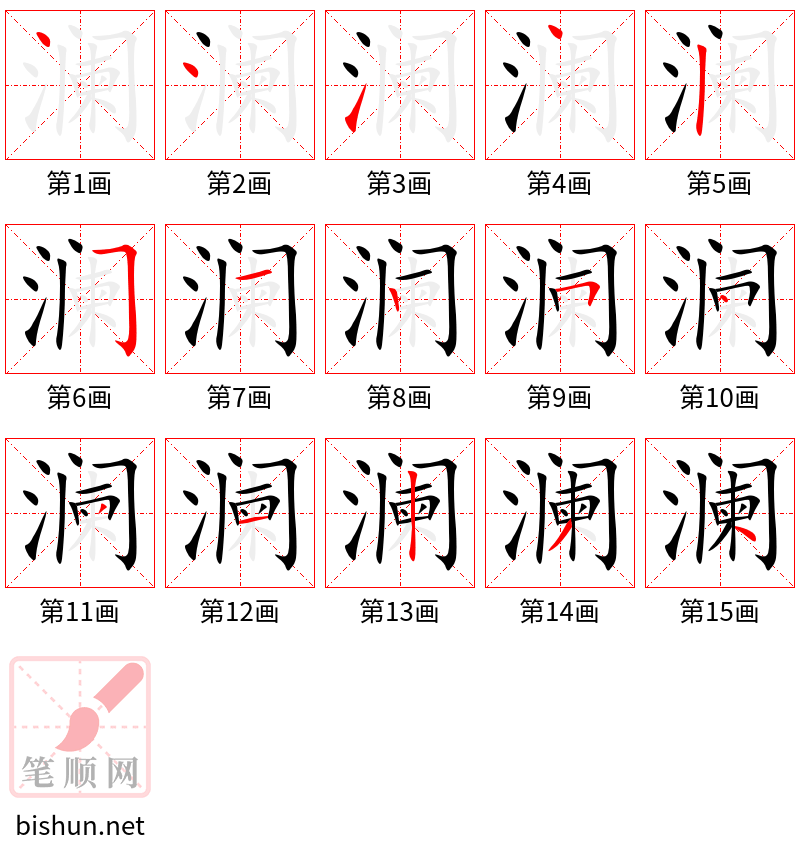 澜 笔顺规范