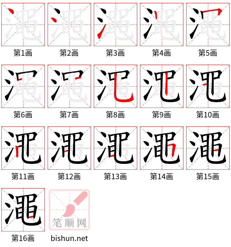 澠 笔顺规范