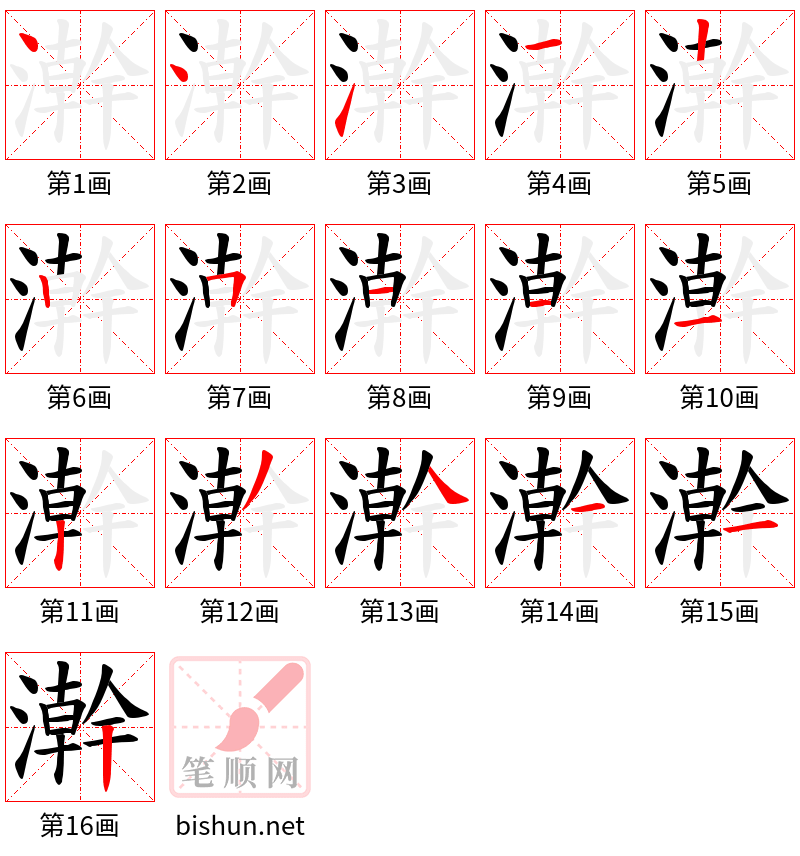 澣 笔顺规范