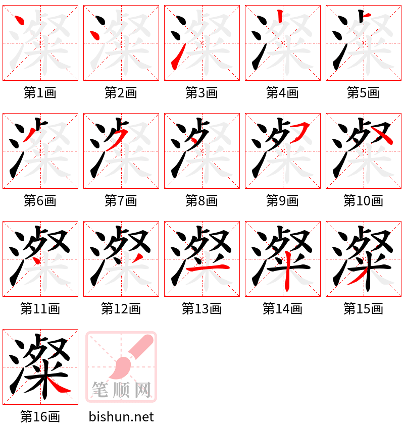 澯 笔顺规范