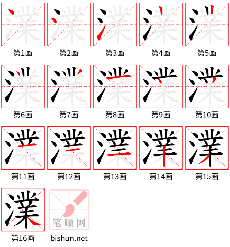 澲 笔顺规范