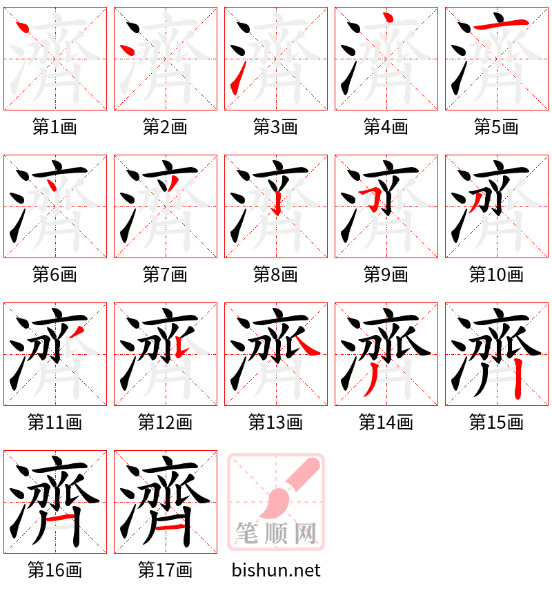 濟 笔顺规范