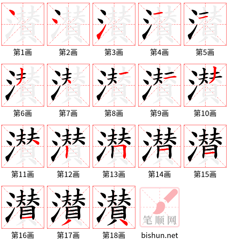 濽 笔顺规范