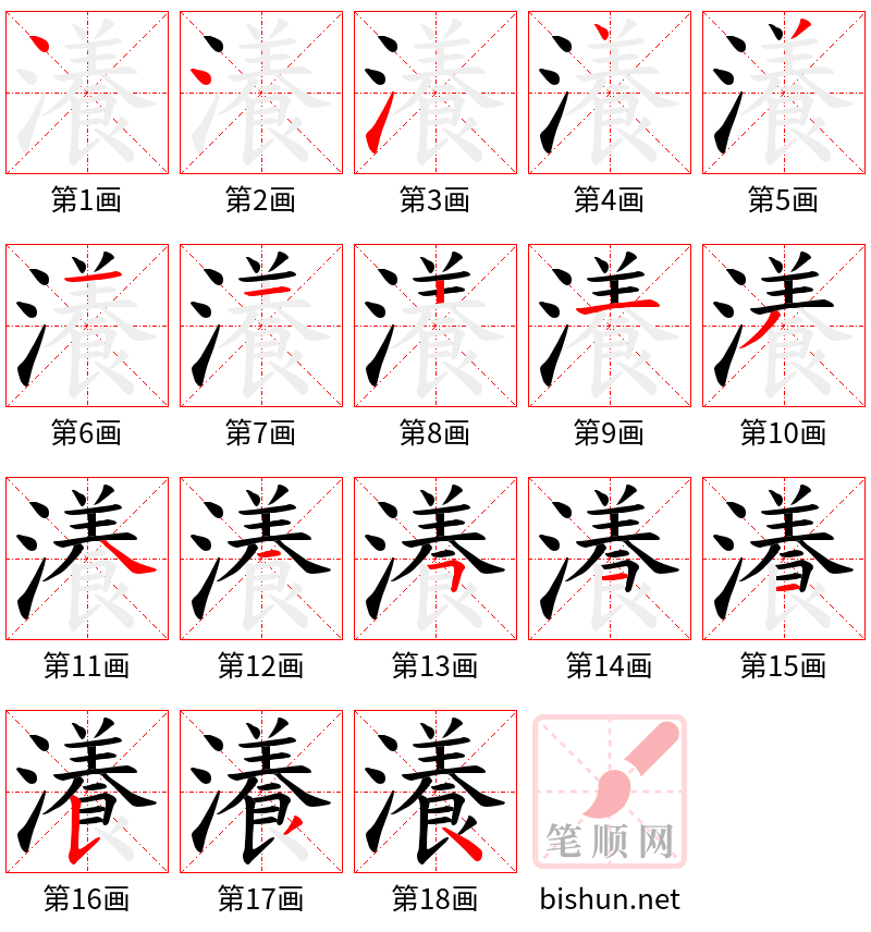 瀁 笔顺规范