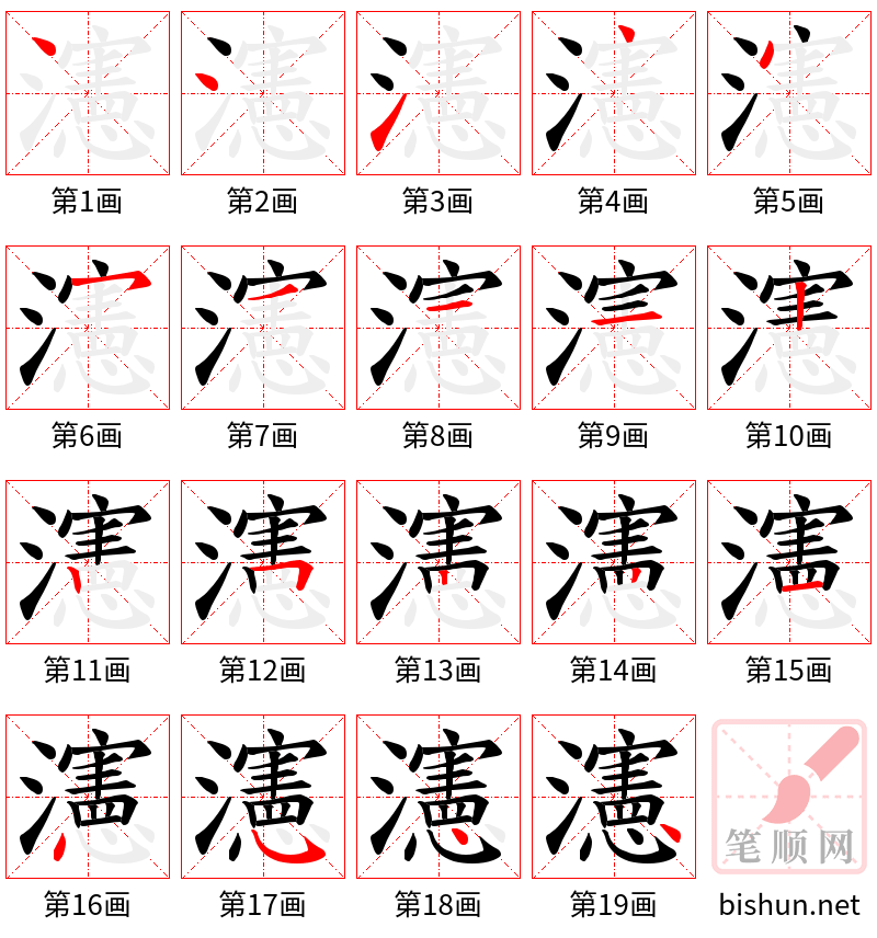 瀗 笔顺规范