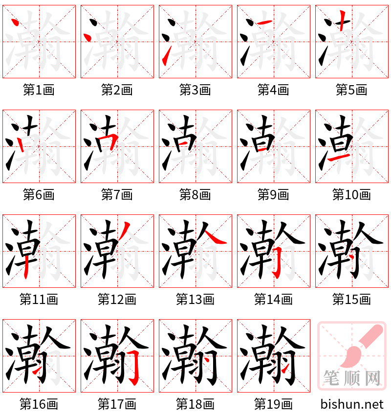 瀚 笔顺规范