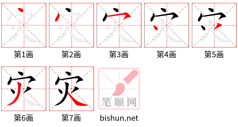 灾 笔顺规范