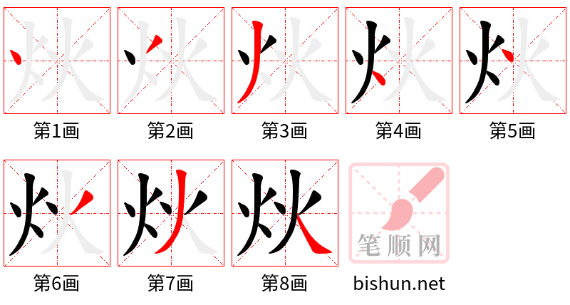 炏 笔顺规范