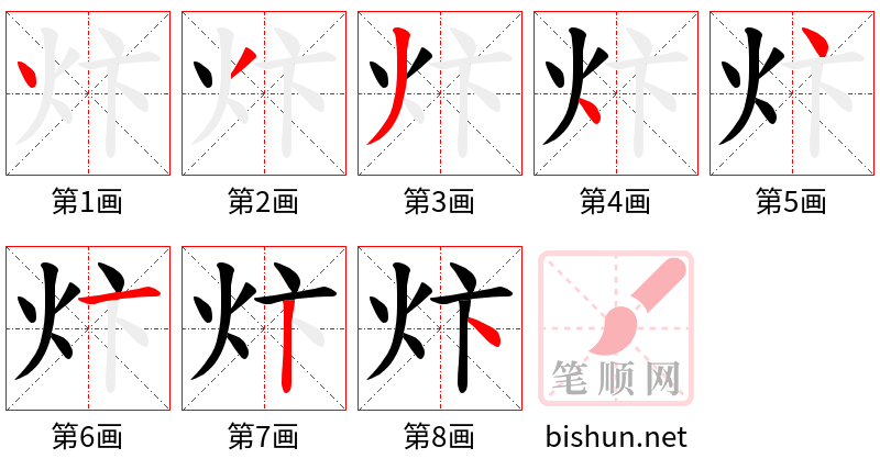 炞 笔顺规范