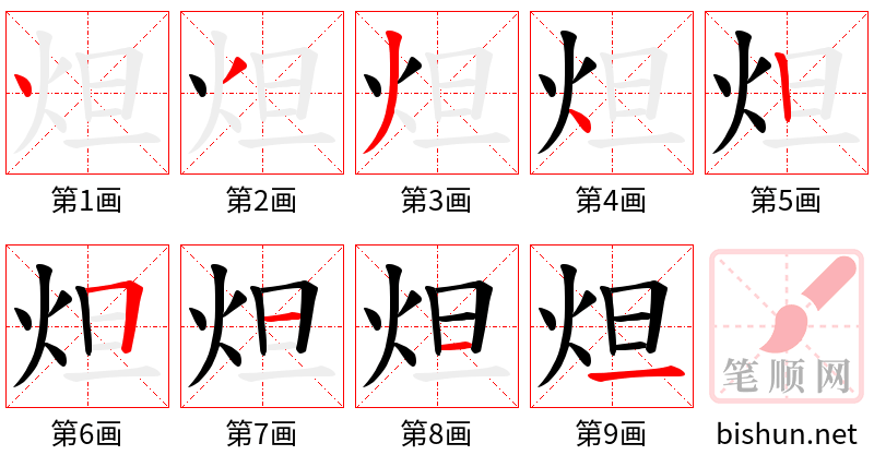 炟 笔顺规范