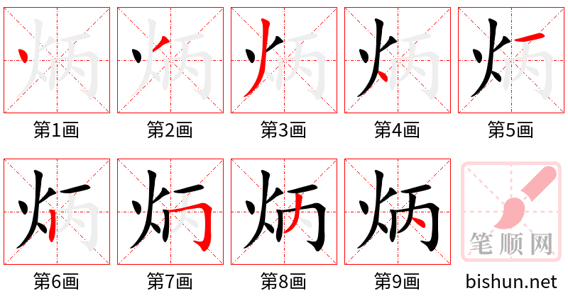 炳 笔顺规范