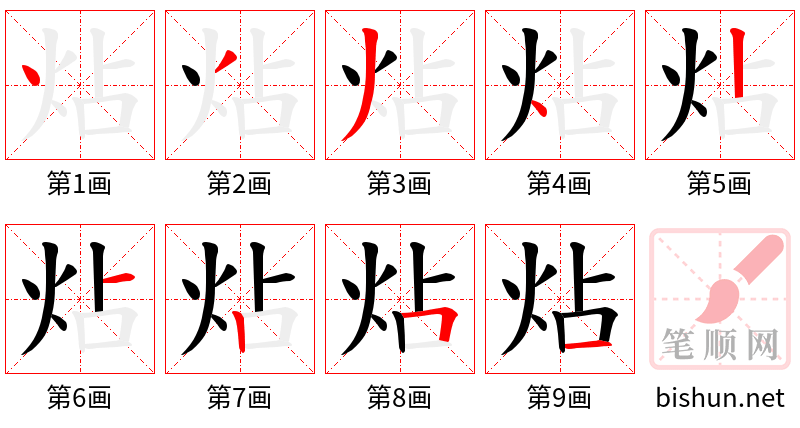 炶 笔顺规范