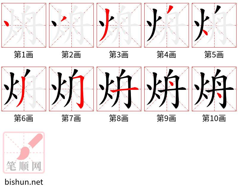 烐 笔顺规范