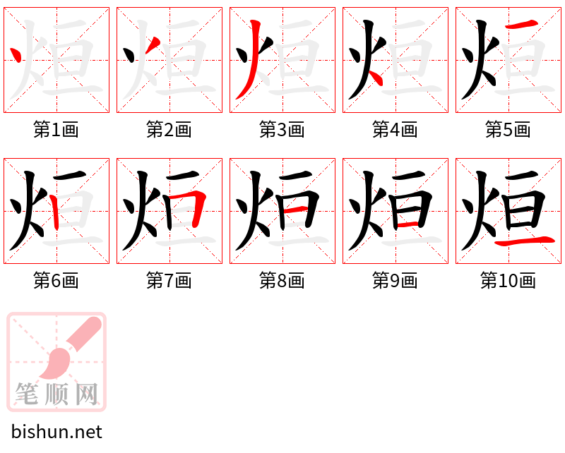 烜 笔顺规范