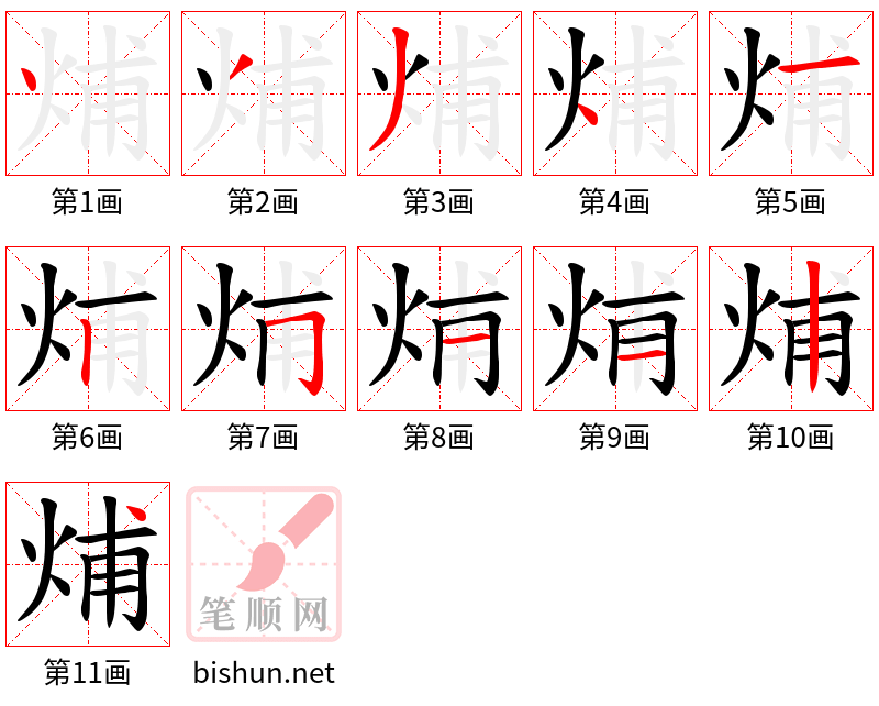 烳 笔顺规范