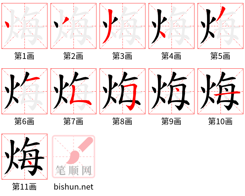 烸 笔顺规范