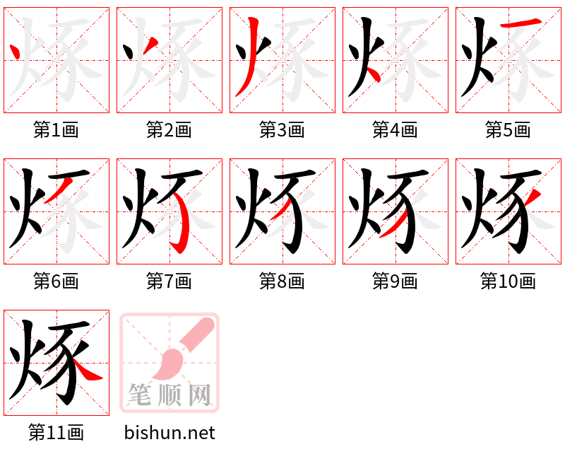 烼 笔顺规范