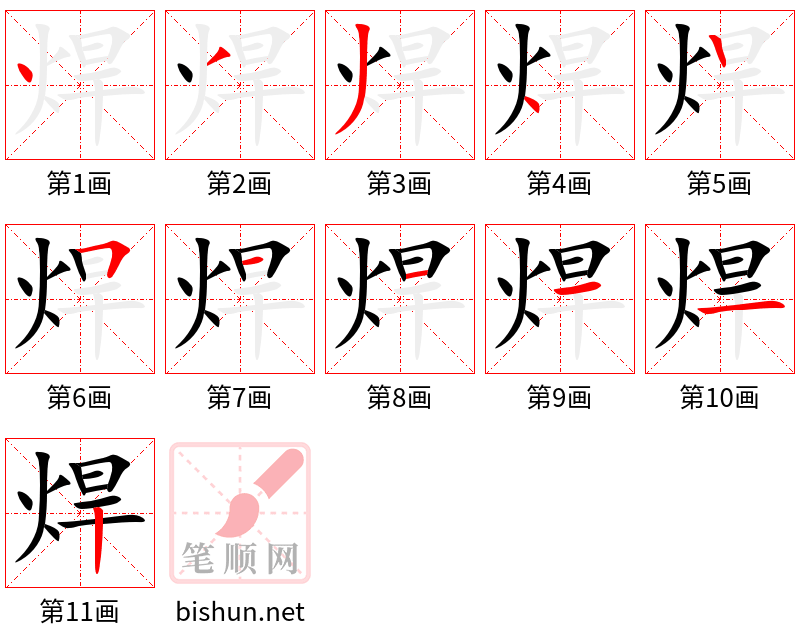 焊 笔顺规范