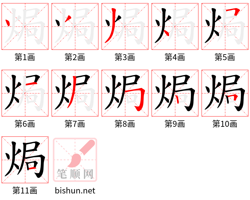 焗 笔顺规范