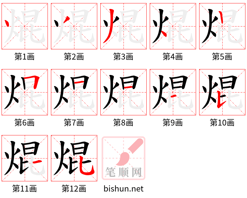 焜 笔顺规范