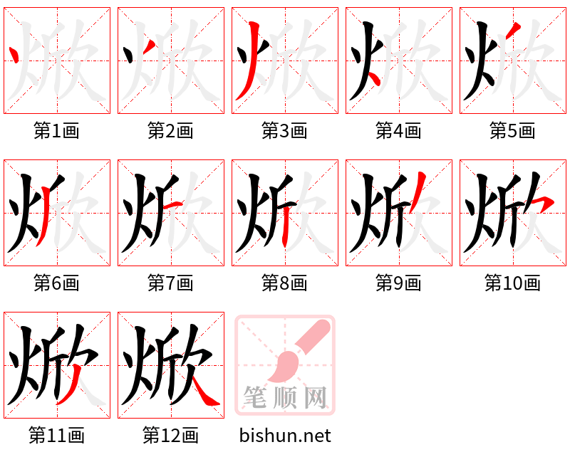 焮 笔顺规范