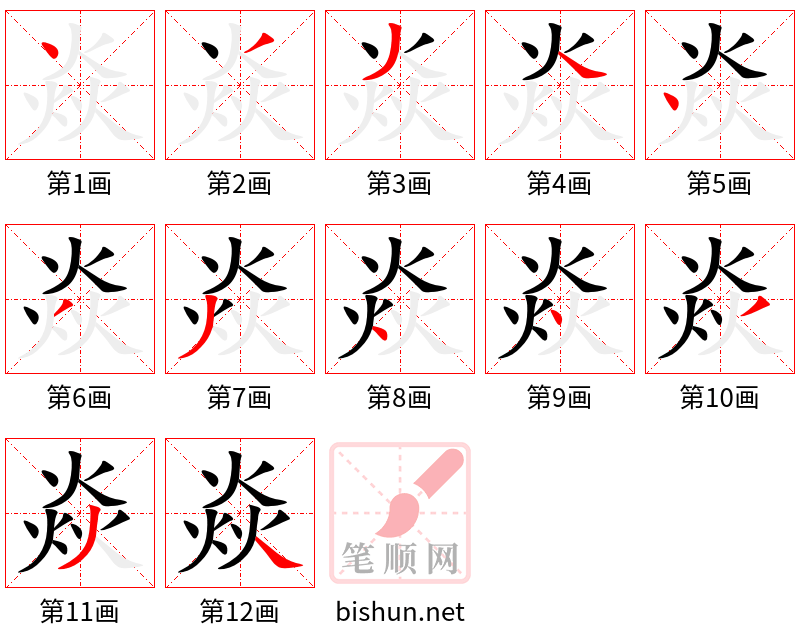 焱 笔顺规范