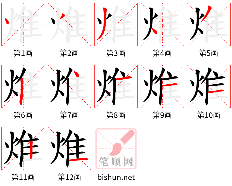 焳 笔顺规范