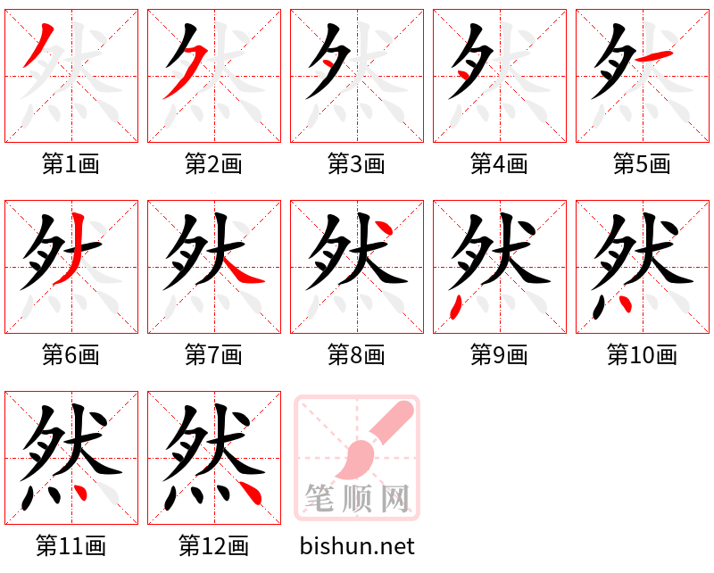 然 笔顺规范