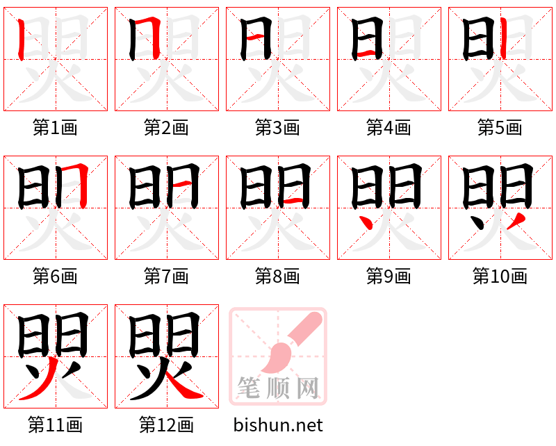 焸 笔顺规范