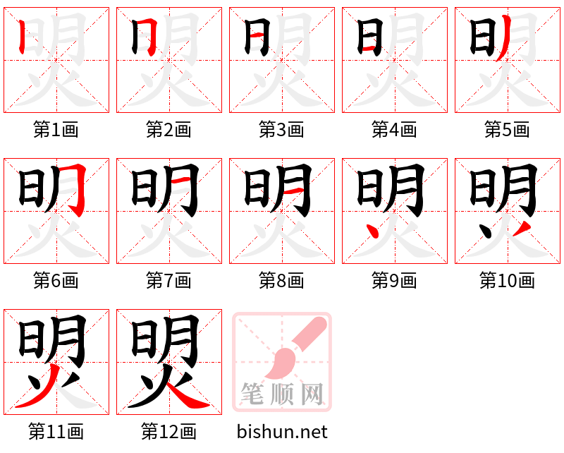 焽 笔顺规范