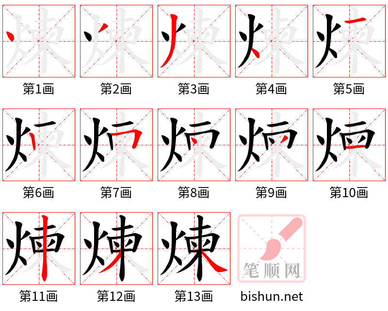 煉 笔顺规范