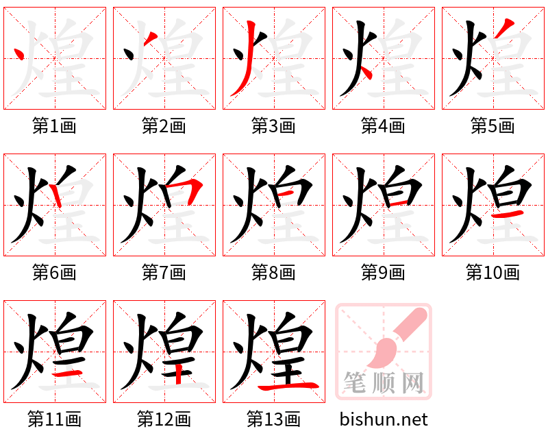 煌 笔顺规范