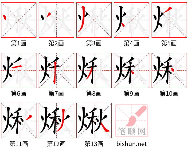 煍 笔顺规范